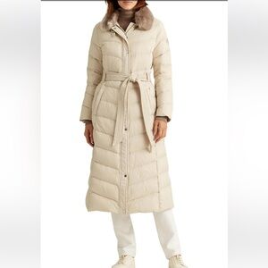 Ralph Lauren Cream Long Puffer Coat